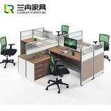 上海北京办公家具屏风工作位4人 电脑桌椅组合 员工办公桌职员桌