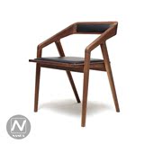Katakana chair设计师北欧餐椅实木休闲椅咖啡厅西餐厅带扶手椅子