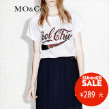 MO&Co.珠片字母短袖T恤休闲女纯棉圆领MA152TST03 moco