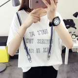 2016春装夏季女装新款潮短袖字母圆领上衣宽松t恤学生韩版体恤衫