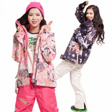 热卖15年单板滑雪服 女款套装韩国防寒防风防水 加厚保暖滑雪衣帽
