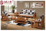 海南海口家具 601全实木组合沙发客厅伸缩推拉可折叠1+2+3沙发床