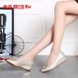 同源和老北京布鞋女夏季新款坡跟时尚布鞋亮面布鞋黑色工作鞋