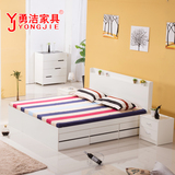 勇洁宜家板式高箱储物床现代简约单人双人床卧室家具收纳抽屉床