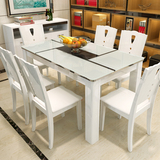 现代简约家具木质长方形大理石钢化玻璃餐桌椅组合黑白色烤漆