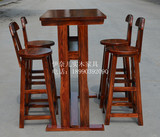 复古铁艺酒吧桌椅套件 酒吧椅咖啡桌椅组合 实木酒吧椅吧台椅吧椅