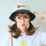 艾尤 韩国拼色贴布渔夫帽子 女春夏季盆帽韩版潮逛街遮阳帽可折叠