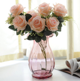 欧式彩色玻璃花瓶 摆件 大号水晶透明马蹄莲口花插花器家居装饰品