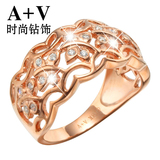 A+V18K玫瑰金钻石钻戒女皇冠公主求婚结婚戒指欧美时尚专柜正品