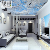 3D立体天空吊顶墙纸客厅背景墙布风景雪景壁纸卧室影视4D无缝壁画