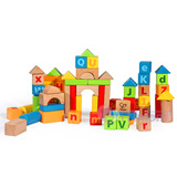 德Hape80粒积木儿童玩具 木质拼装积木玩具 榉木制儿童积木