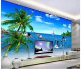 3D立体高清地中海海景风景电视背景墙纸壁纸卧室沙发背景墙纸壁画