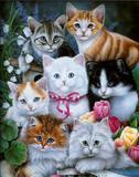 精准印花 法国DMC十字绣套件 世界名画油画 动物系列 一群猫咪1