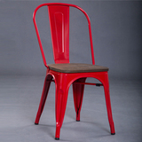 复古做旧铁艺餐椅铁皮椅海军椅实木椅休闲欧式靠背快餐厅金属椅子