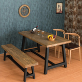 简约现代铁艺实木餐桌椅组合定制办公桌会议室公司电脑桌大板台