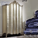 新古典实木衣柜定制 欧式整体双门衣橱 特价金银箔公主卧室衣柜
