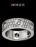 卡地亚LEVE系列18k玫瑰金戒指满天星带钻情侣对戒尾戒钛钢指环潮