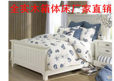 新款欧式白色单人双 实木松木床 1.5米气压箱体床 储物床 促销