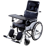 互邦轮椅HBG20-B 折叠轻便带坐便餐桌高靠背半躺式老人残疾人轮椅