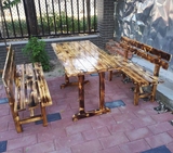 碳化防腐木桌椅户外实木家具阳台酒吧桌椅复古桌凳庭院休闲桌椅