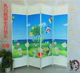 中式卧室屏风隔断客厅折屏时尚玄关门现代双面实木框架卡通蝴蝶yu