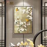 新古典手绘油画中式花鸟GB65酒店会所有框画简约客厅餐厅玄关装饰
