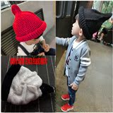 韩国男女童尖尖帽套头帽宝宝毛线帽秋冬儿童巫师帽小孩出游帽加绒
