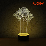 Woody3D氛围灯LED投影灯 木质创意小夜灯 创意生日礼物 正品包邮