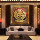 豪富华东南亚泰式金箔纯手绘客厅装饰画玄关走廊挂画发财菩提树