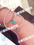 香港专柜代购Tiffany蒂芙尼925纯银珐琅蓝粉心形吊坠串珠爱心手链