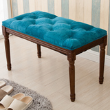 新品欧式实木垫脚凳搁新古典床尾凳时尚美式复古床前长凳布艺床榻