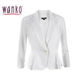 Wanko2016秋装新款 OL风简约纯色百搭九分袖修身小西装女外套秋薄