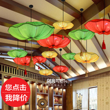 中式吊灯特色仿古布艺灯笼现代餐厅酒店茶楼美容院飞碟荷叶工程灯