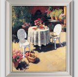 一式正品手绘简欧装饰图有框浪漫法式印象花园风景客厅挂壁油画