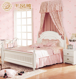 韩式田园床 欧式双人床公主高箱储物床白色实木成套家具1.5床