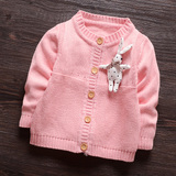 春秋冬款婴儿线衣女宝宝开衫外套0-1-2岁女童针织衫长袖加厚毛衣