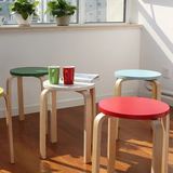 宜家 实木质圆凳子椅子 时尚简易高凳木凳家用餐桌餐凳小板凳