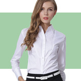 G2000长袖衬衫女 打条修身显瘦商务职业装正装OL工作服微弹白色