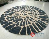 纯手工进口羊毛地毯中式现代日韩风格晴纶圆形地毯客厅休息区玄关