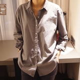 市舶司韩国代购女装2015冬装新款气质宽松清新棉长袖衬衫GC1201