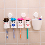 强力壁挂刷牙杯自动挤牙膏器创意三口之家洗漱套装牙刷架漱口杯
