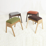 小凳子日式白橡木凳子 欧现代风格梳妆矮凳 实木化妆凳子 小方凳