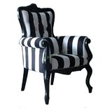 特价美式布艺休闲沙发欧式新古典单人沙发椅老虎椅黑白条纹
