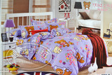 儿童卡通紫色懒懒熊新款1.8米床双人床笠四件套全棉被套男孩纯棉