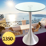 简约现代圆形钢化玻璃吧台高脚圆桌家用小吧台桌子客厅酒吧台创意