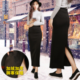 冬季韩版长裙加绒加厚高腰半身裙女士直筒裙包臀一步裙子保暖显瘦