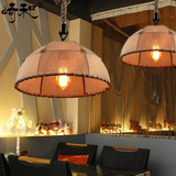 崎和美式乡村吊灯loft北欧复古创意田园服装店咖啡厅酒吧台麻绳灯