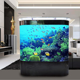 生态鱼缸水族箱大型超白玻璃创意鱼缸乌龟缸弧形拱面圆角鱼缸1.2