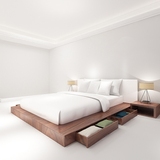 实木床简约现代板式床北欧宜家日式榻榻米床储物床双人床软靠背床