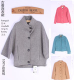 vintage古着孤品复古日本大衣韩版羊毛双面绒手工纯色款短外套5